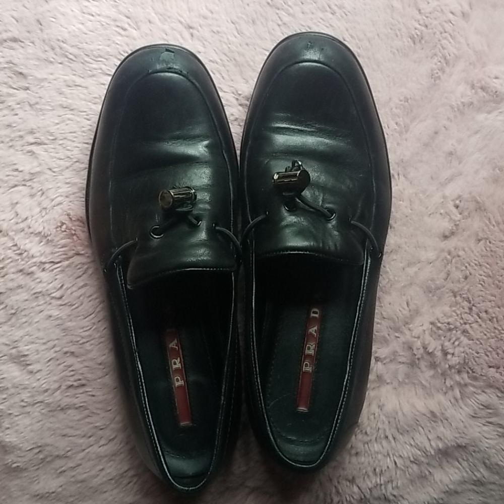 Prada Black Toggle Loafers